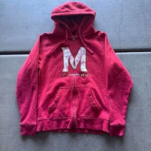 Fanatics Red M Letterman Logo Zip Up Hoodie Sweatshirt Men's Medium